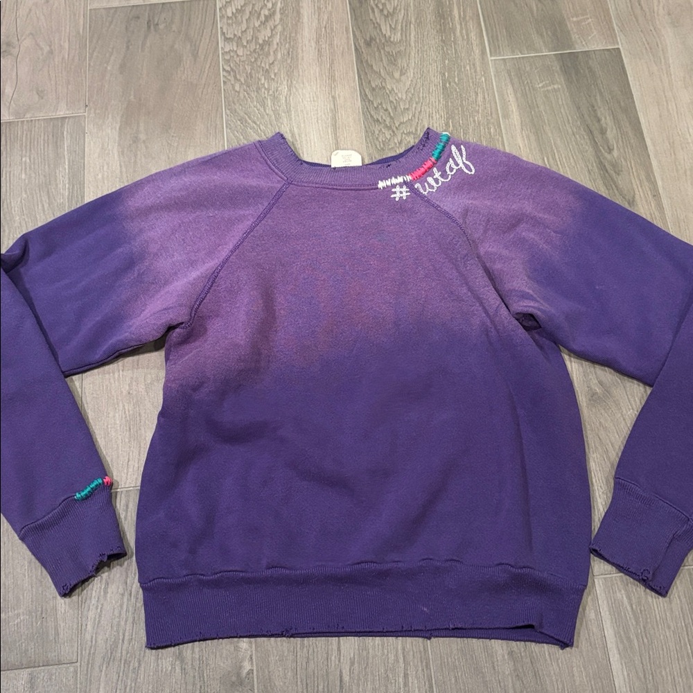 Pannill Girls Purple Crewneck With Colorful Stitching Size S